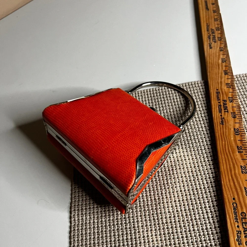 Bijoux Terner Lizard Embossed Mini Top Handle Kiss Lock Evening Bag Clutch